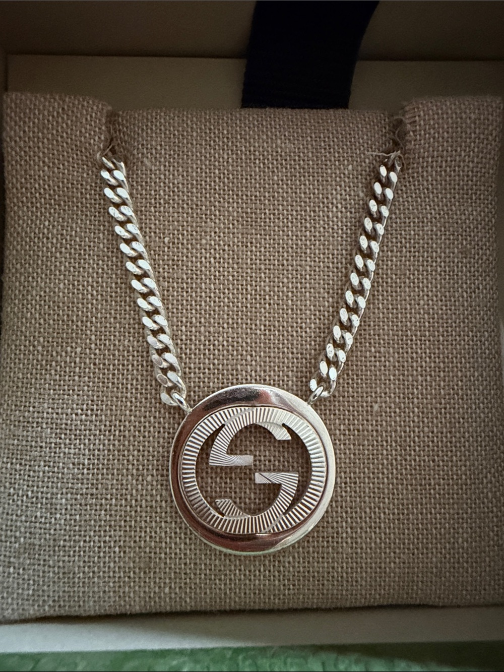 Gucci Silver Interlocking G Medallion Necklace